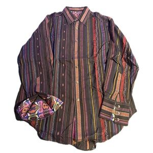 VTG Robert Graham Shirt Mardi Gras Voodoo Skulls Button Up